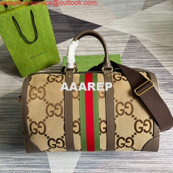 Replica Gucci 681295 Jumbo GG medium duffle bag Brown 3