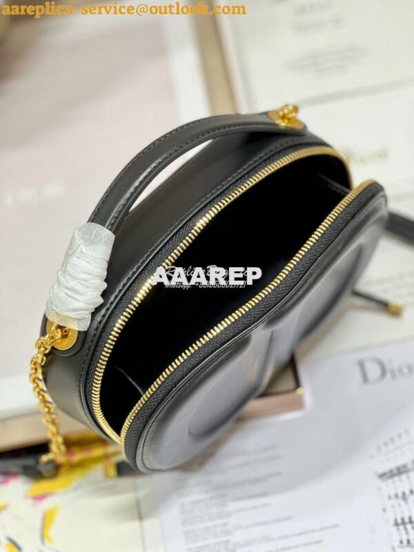 Replica Dior CD Signature Oval Camera Bag Black Calfskin with Embossed 11