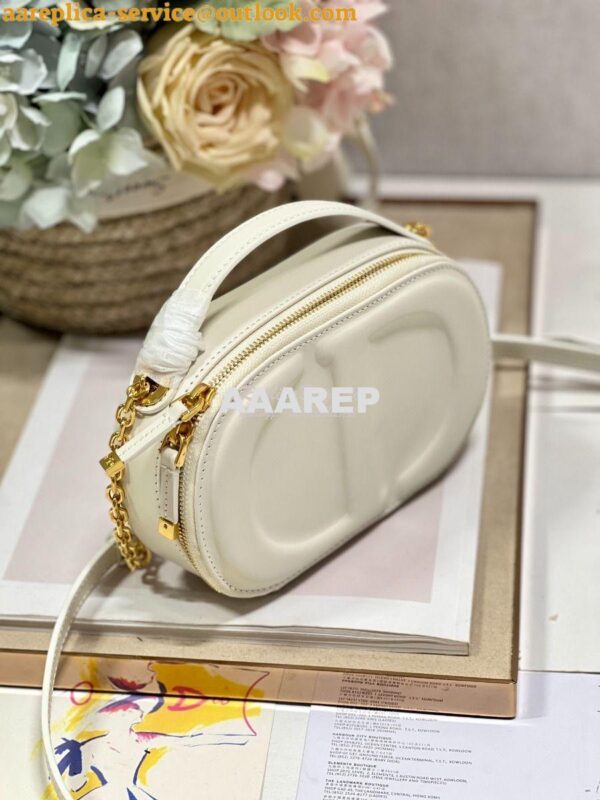 Replica Dior CD Signature Oval Camera Bag Latte Calfskin with Embossed 5