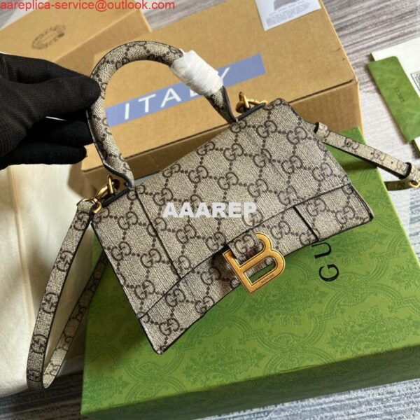 Replica Gucci 681695 The Hacker Project Mini Hourglass bag Beige and ebony 5