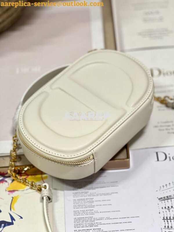 Replica Dior CD Signature Oval Camera Bag Latte Calfskin with Embossed 10