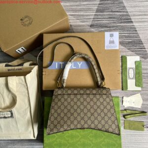 Replica Gucci 681696 The Hacker Project Medium Hourglass bag Beige and ebony