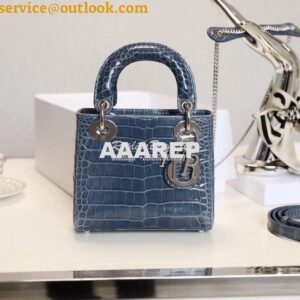 Replica Dior Crocodile Leather Mini Lady Dior Bag Denim