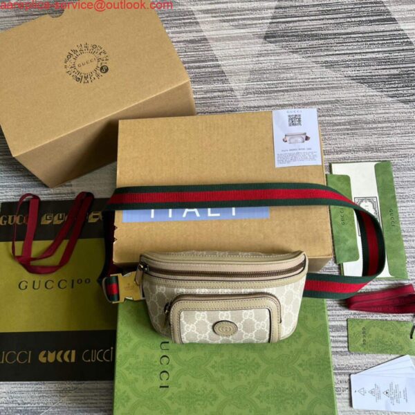 Replica Gucci 682933 Belt bag with Interlocking G Beige and white 3