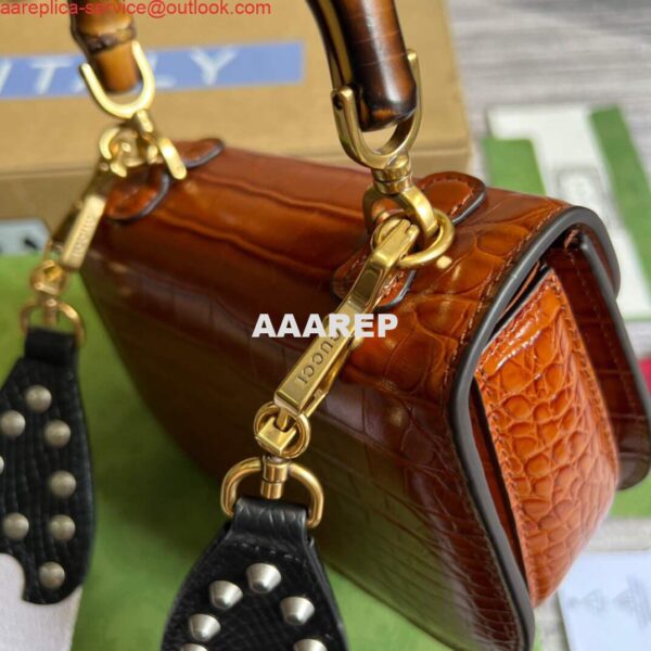 Replica Gucci 686864 Gucci Bamboo 1947 Mini Top Handle Bag Brown 6