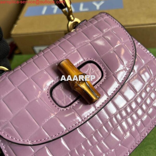 Replica Gucci 686864 Gucci Bamboo 1947 Mini Top Handle Bag Pink 7