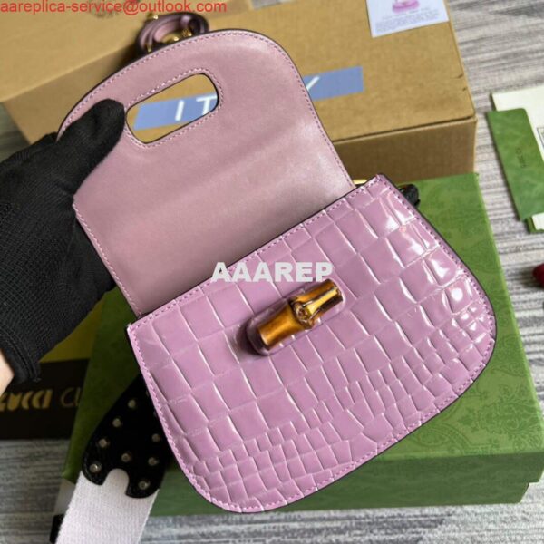 Replica Gucci 686864 Gucci Bamboo 1947 Mini Top Handle Bag Pink 9