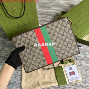 Replica Gucci ‎688378 Gucci Tiger pouch Bag Brown Print Logo 2