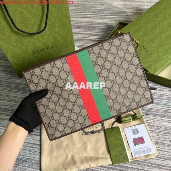 Replica Gucci ‎688378 Gucci Tiger pouch Bag Brown Print Logo 4