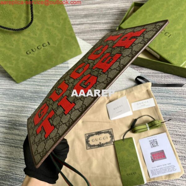 Replica Gucci ‎688378 Gucci Tiger pouch Bag Brown Print Logo 7