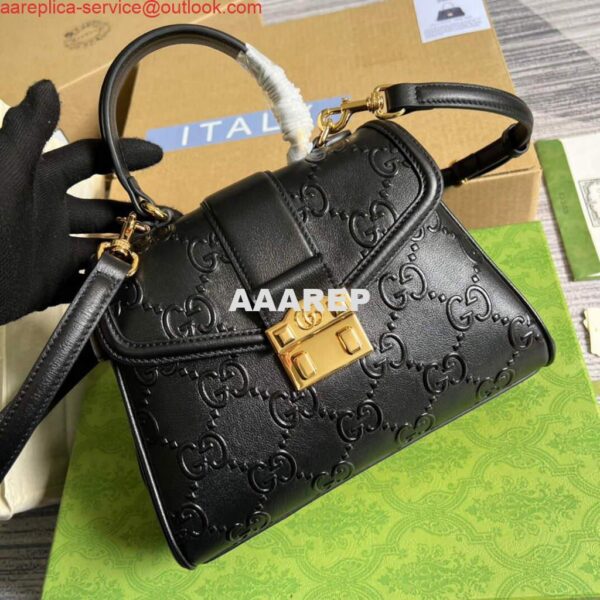 Replica Gucci 675791 Small GG Top Handle Bag Black 5