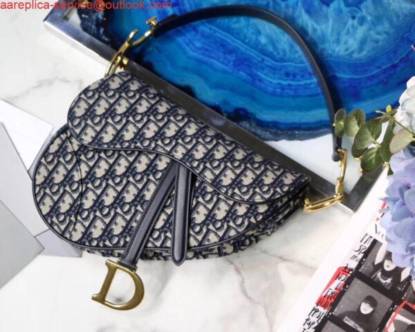 Replica Dior Saddle Bag M0446 Blue Dior Oblique Jacquard 3