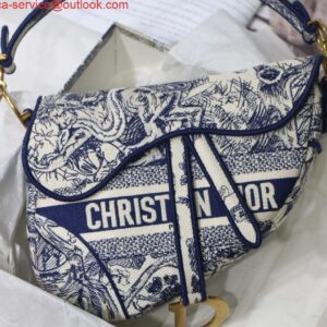 Replica Dior Saddle Bag M0446 Blue Toile de Jouy Embroidery