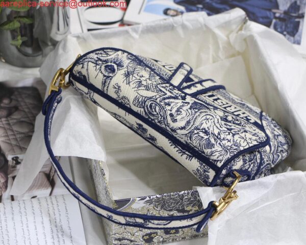 Replica Dior Saddle Bag M0446 Blue Toile de Jouy Embroidery 9