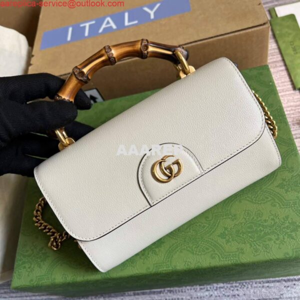 Replica Gucci 675794 GG Small Top Handle Bag With Bamboo Beige 5