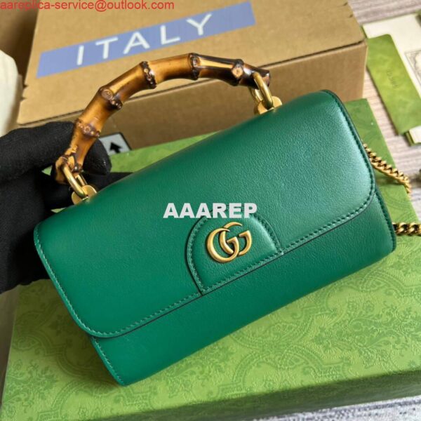 Replica Gucci 675794 GG Small Top Handle Bag With Bamboo Green 5