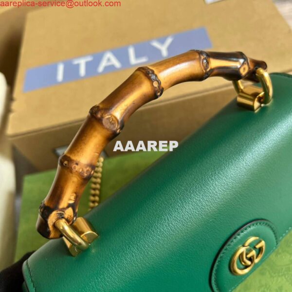 Replica Gucci 675794 GG Small Top Handle Bag With Bamboo Green 6