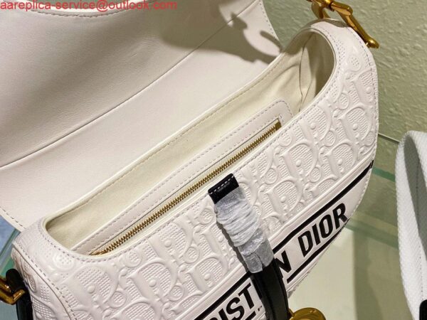 Replica Dior Saddle Bag White and Blue Dior Oblique Perforated Calfskin M0446 10