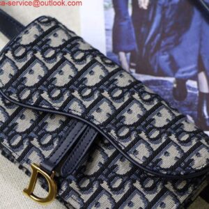 Replica Dior Saddle Belt Bag S5619 Blue Dior Oblique Jacquard