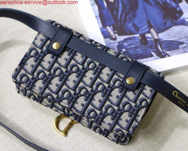 Replica Dior Saddle Belt Bag S5619 Blue Dior Oblique Jacquard 2