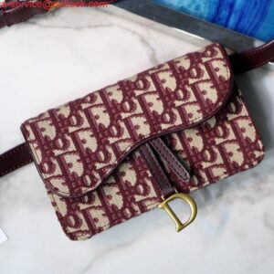 Replica Dior Saddle Belt Bag S5619 Red Dior Oblique Jacquard