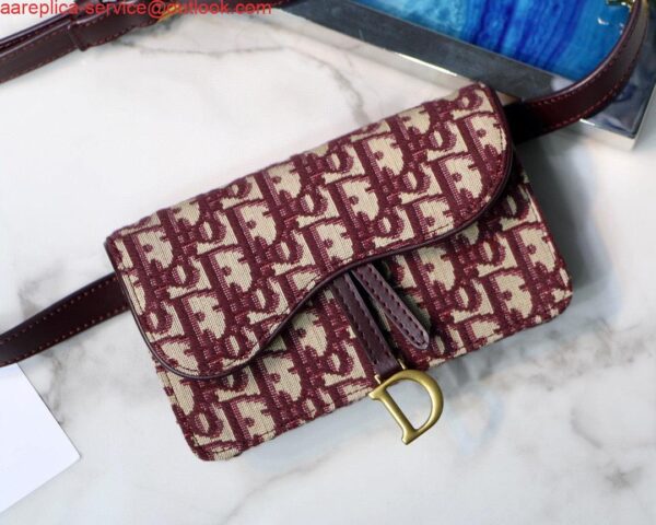 Replica Dior Saddle Belt Bag S5619 Red Dior Oblique Jacquard