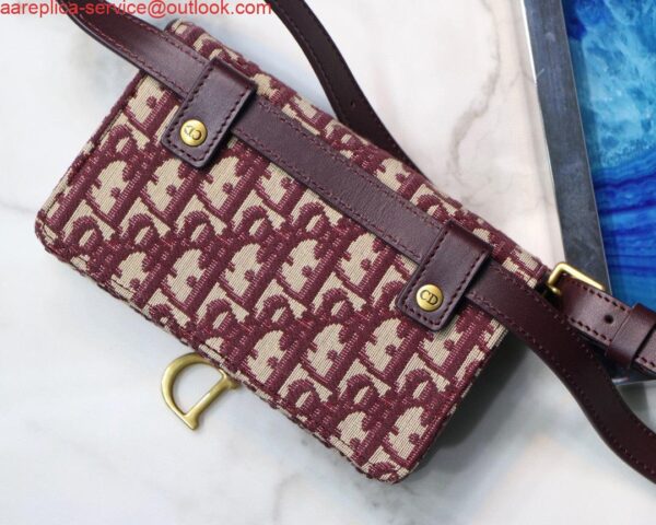 Replica Dior Saddle Belt Bag S5619 Red Dior Oblique Jacquard 4