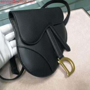 Replica Dior Saddle Belt Bag S5632 Black Goat leather 2