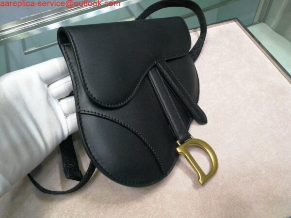 Replica Dior Saddle Belt Bag S5632 Black Goat leather 4