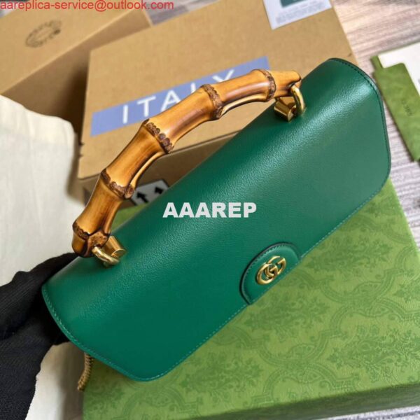 Replica Gucci 675795 GG Large Top Handle Bag With Bamboo Green 5