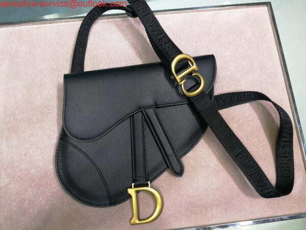 Replica Dior Saddle Belt Bag S5632 Black Goat leather 9