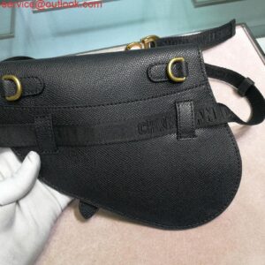 Replica Dior Saddle Belt Bag S5632 Black grained calfskin