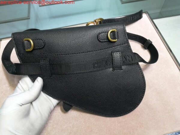 Replica Dior Saddle Belt Bag S5632 Black grained calfskin 3