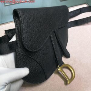 Replica Dior Saddle Belt Bag S5632 Black grained calfskin 2