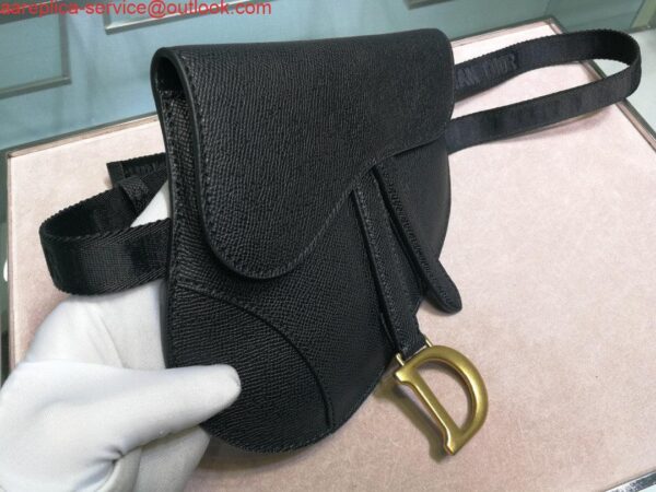 Replica Dior Saddle Belt Bag S5632 Black grained calfskin 4