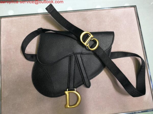 Replica Dior Saddle Belt Bag S5632 Black grained calfskin 9