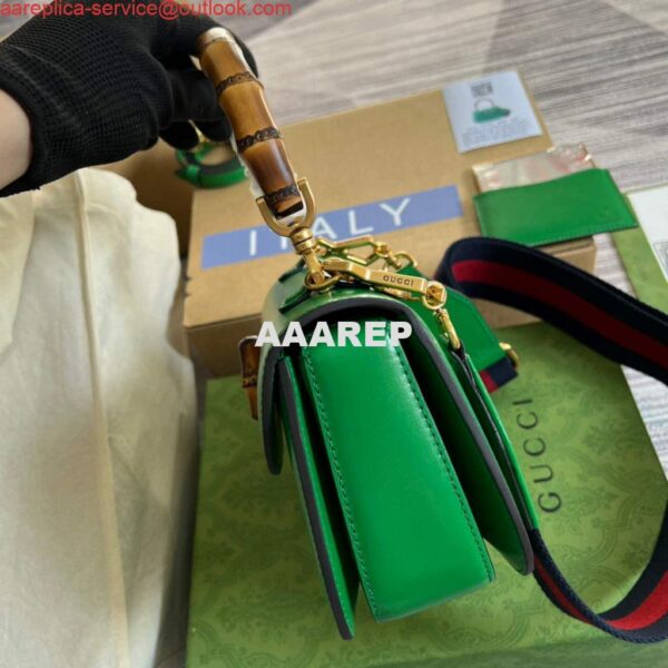 Replica Gucci 675797 Bamboo1947 small top handle bag Green 4