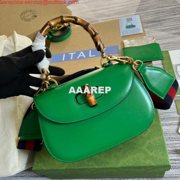 Replica Gucci 675797 Bamboo1947 small top handle bag Green 5