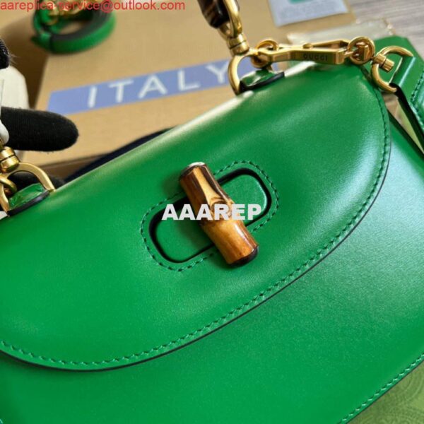 Replica Gucci 675797 Bamboo1947 small top handle bag Green 6