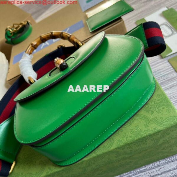 Replica Gucci 675797 Bamboo1947 small top handle bag Green 7