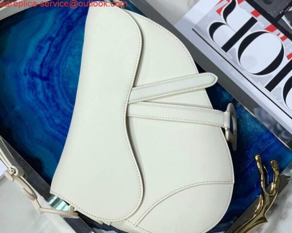 Replica Dior M0446 Dior Saddle Bag M0447 White Ultramatte Calfskin 3