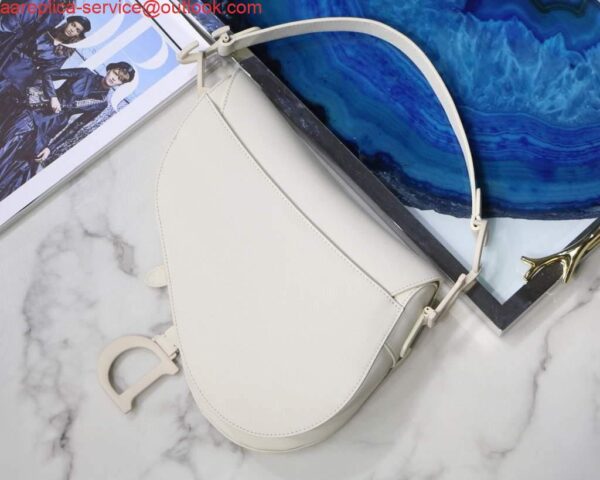 Replica Dior M0446 Dior Saddle Bag M0447 White Ultramatte Calfskin 5