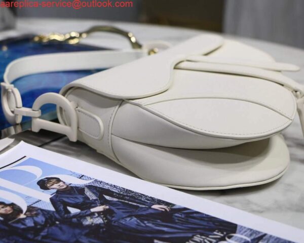 Replica Dior M0446 Dior Saddle Bag M0447 White Ultramatte Calfskin 6