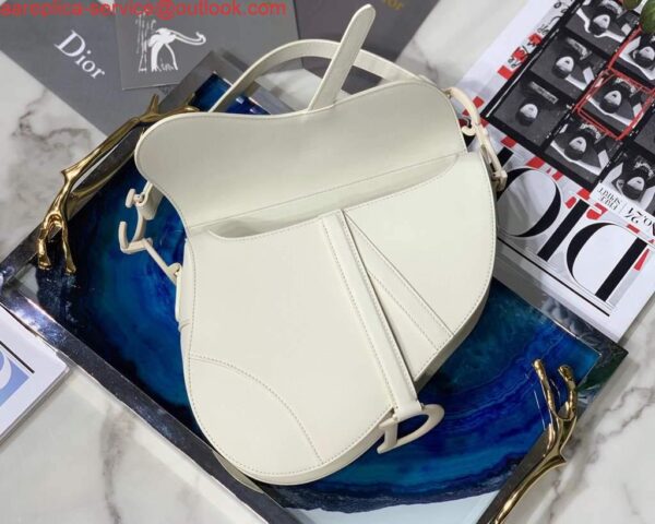 Replica Dior M0446 Dior Saddle Bag M0447 White Ultramatte Calfskin 9