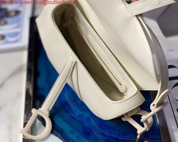 Replica Dior M0446 Dior Saddle Bag M0447 White Ultramatte Calfskin 10