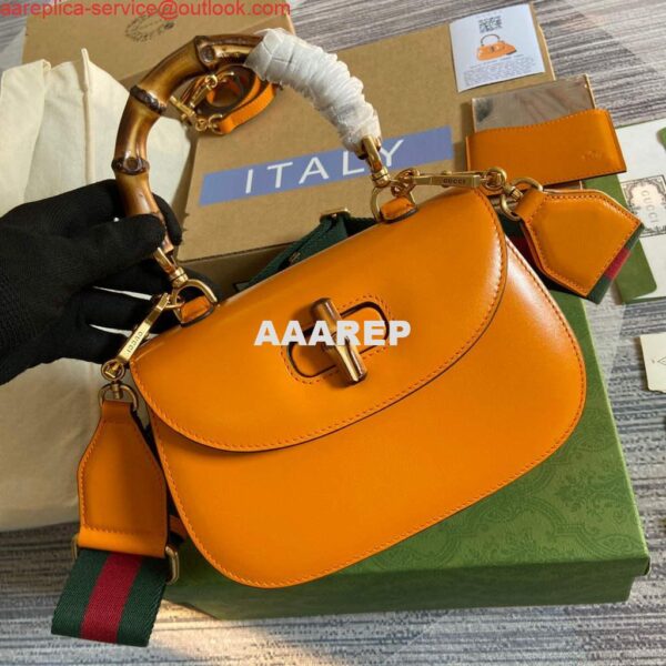 Replica Gucci 675797 Bamboo1947 small top handle bag Orange 5