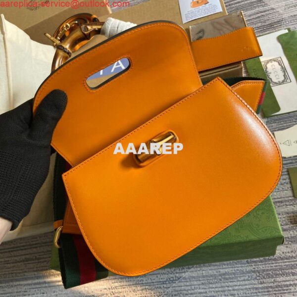 Replica Gucci 675797 Bamboo1947 small top handle bag Orange 9