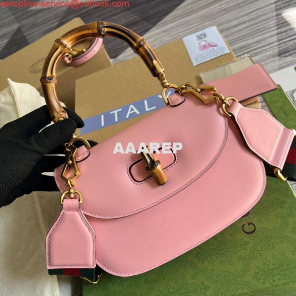 Replica Gucci 675797 Bamboo1947 small top handle bag Pink 5