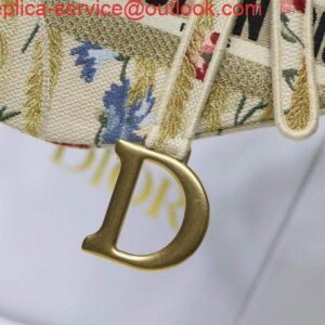 Replica Dior M0446 Dior Saddle Bag Multicolor Flowers Embroidery With Gold 2