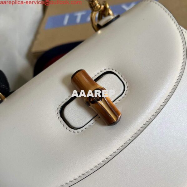 Replica Gucci 675797 Bamboo1947 small top handle bag White 6